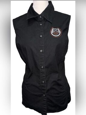 Harley-Davidson Women’s Black Vest 105th Anniversary Patch Studded Back XL